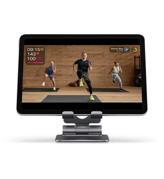 Satechi Foldable Aluminium Stand holds your iPhone or iPad in place for convenient use with workout videos or FaceTime calls.