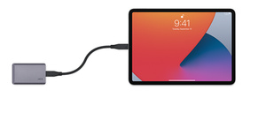 Lacie mobile ssd secure 2tb povezan z ipad tablico prek usb-c