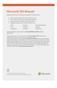 Çeşitli Microsoft paketlerini karşılaştıran tabloda Microsoft 365 Personal sürümünün üst seviye Word, Excel, PowerPoint, Outlook ve One Note sürümlerine ek olarak bulut depolama alanı ve daha fazlasını içerdiği gösteriliyor.