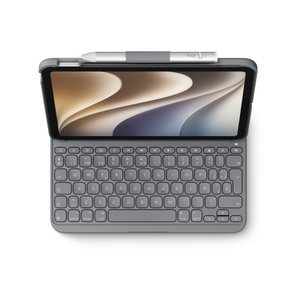 El teclado de Logitech ofrece el ángulo perfecto para escribir, ver la pantalla o dibujar con total comodidad, y la funda se adapta perfectamente al iPad para protegerlo de golpes y arañazos.