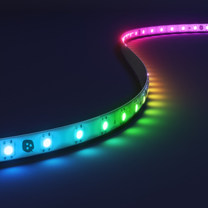 Nanoleaf Multicolor HD Lightstrip, illuminated in a rainbow of colors against a dark background