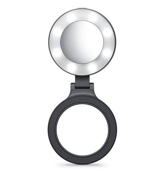 ShiftCam Magnetic SnapLight, illuminated LED ring light at top, MagSafe mount at bottom
