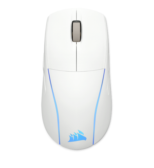 Corsair M75 Wireless Lightweight RGB Gaming Mouse, buttons at side, scroll wheel at top center
