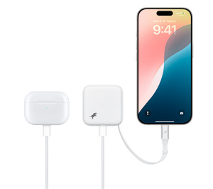 Nimble Wally Stretch 65W Wall Charger, USB-C port in the centre, integrated USB-C cable at the bottom