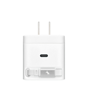 Nimble Wally Stretch 65W Wall Charger, USB-C port in the centre, integrated USB-C cable at the bottom