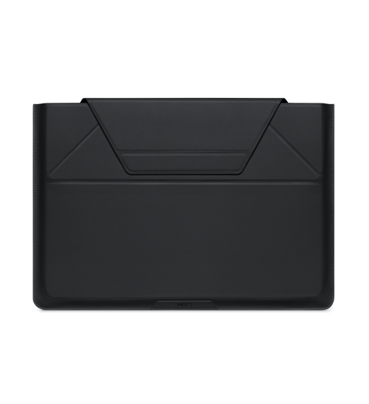 MOFT Carry Sleeve for MacBook, black color, front exterior, flap folder over and closed at top, rounded corners