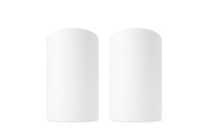 Two Philips Hue Play Wall Washer lamps, front exterior, white colour, rounded top