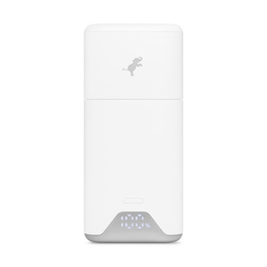 Nimble PowerStack Wall Charger, front exterior, white color, Smart Digital Display battery percentage indicator at bottom, display text reads: 100%, Nimble elephant logo at top