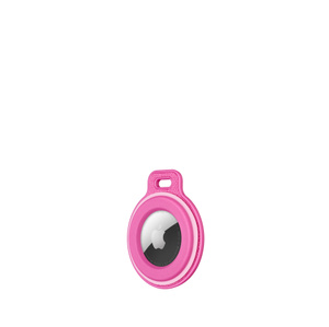 mophie loop AirTag Puck, Seitenansicht, Farbe: Pink, AirTag eingesetzt, hellpinker Ring