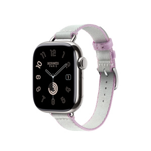 Apple Watch Hermès - 42mm Gris Platine/Mauve Twill Jump