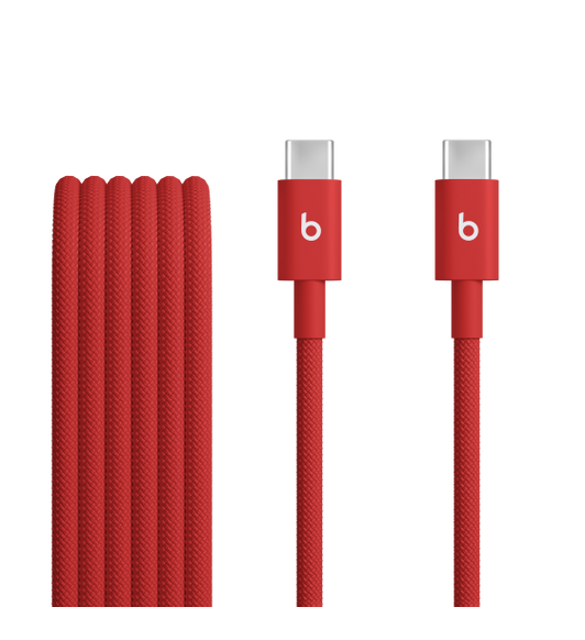 Beats vävd usb-c till usb-c kabel (1,5 m) i rapid röd.
