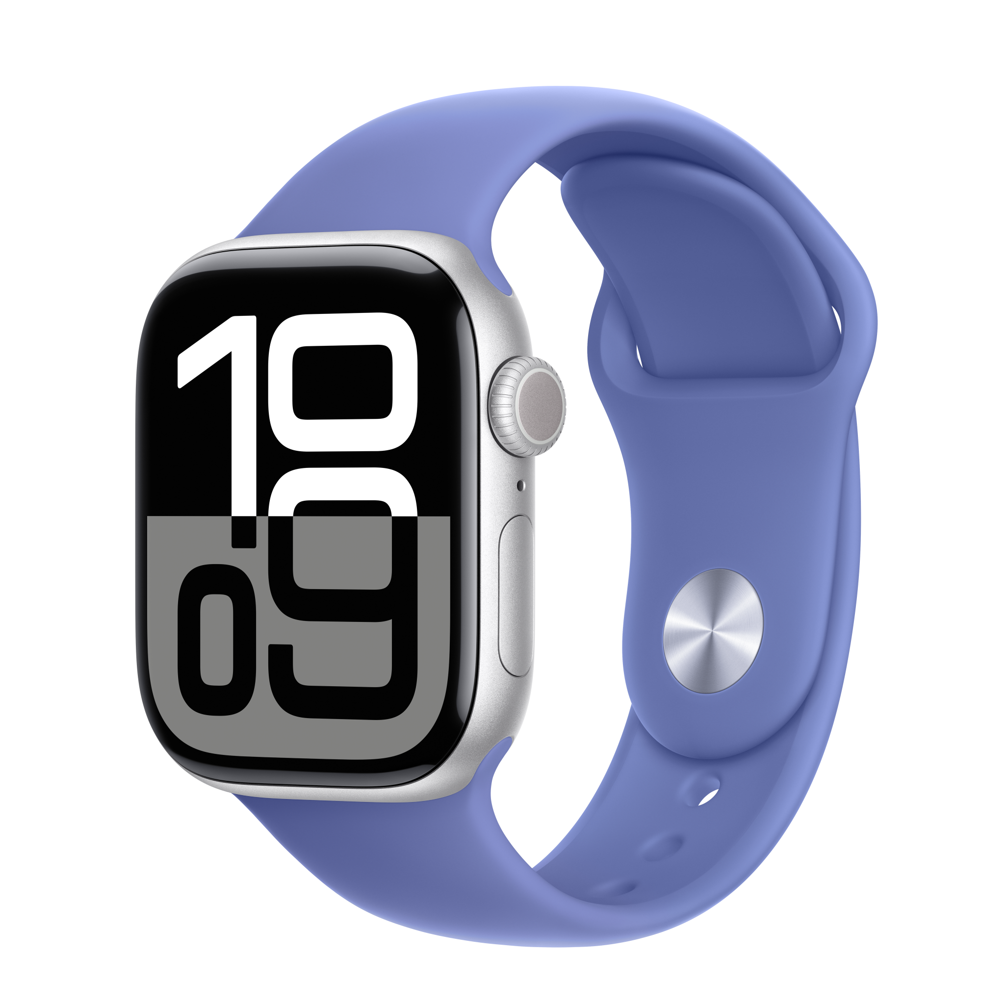Apple Watch Series 10 GPS + Cellular, 42mm Silver Aluminum Case with Periwinkle Sport Band - S/M