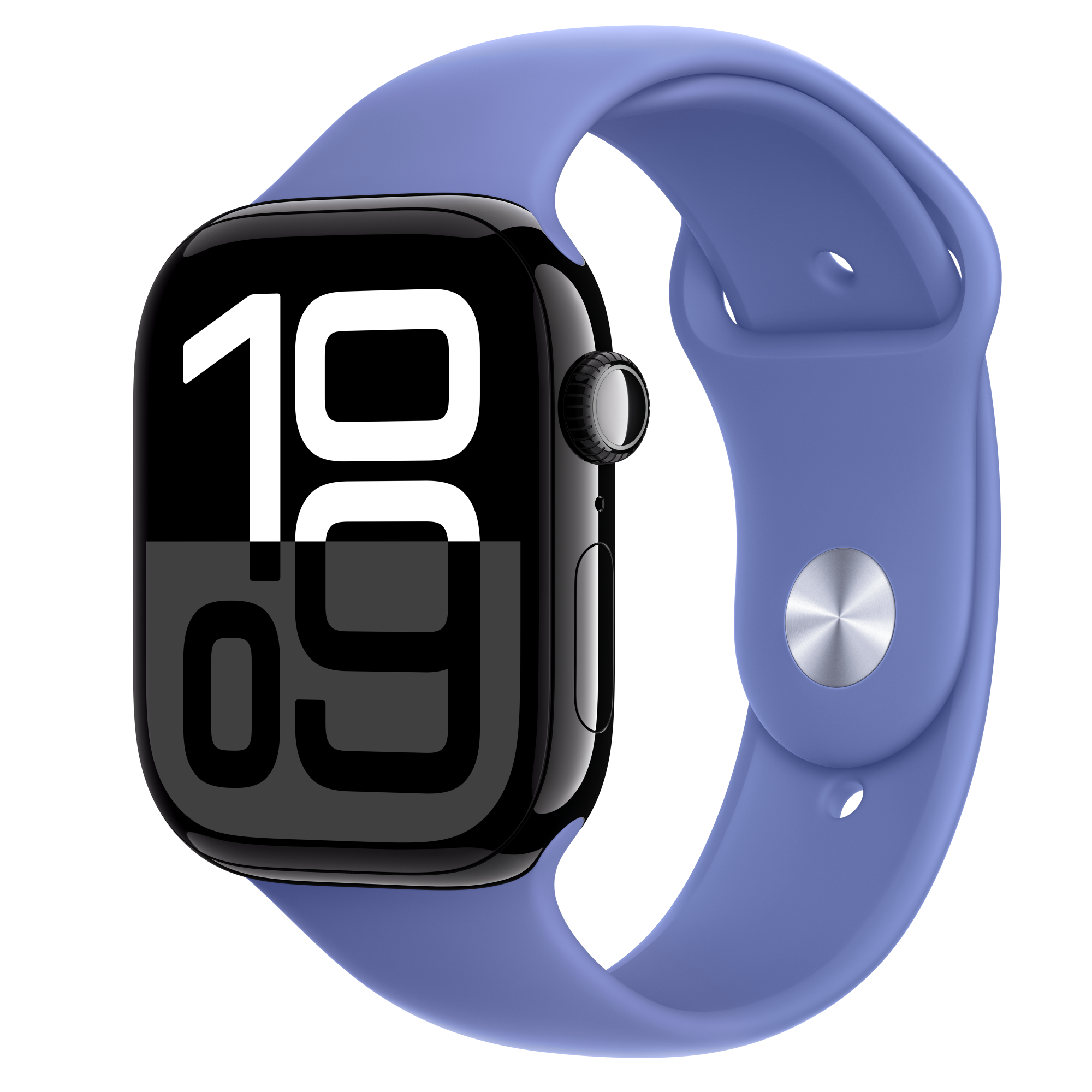 Apple Watch Series 10 GPS + Cellular, 46 mm-es kozmoszfekete alumíniumtok, meténglila sportszíj – M/L