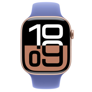 Apple Watch Series 10 GPS, 46mm Rose Gold Aluminum Case with Periwinkle Sport Band - S/M