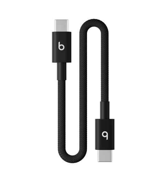 Beats USB-C to USB-C Woven Short Cable (20 cm / 8 in) in Bolt Black.