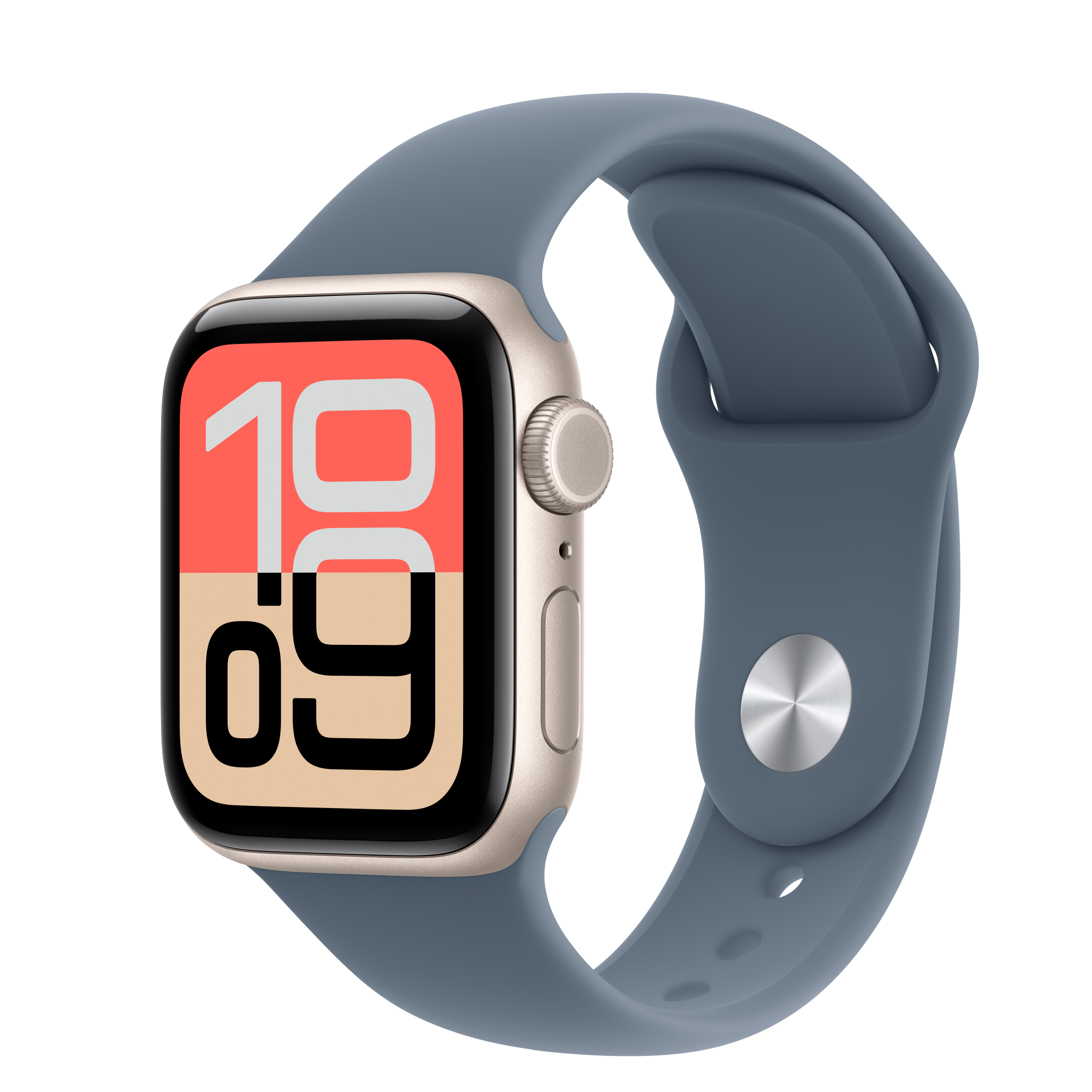 Apple Watch SE 3 GPS + Cellular, Boîtier en aluminium lumière stellaire de 40 mm, Bracelet Sport bleu maritime - S/M