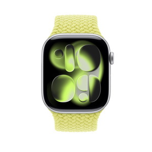 Braided Solo Loop band, neon yellow color, stretchy woven yarn-wrapped silicone threads, no clasp or buckle