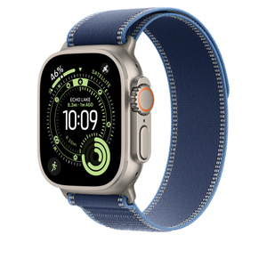 その他 Apple 49mm Blue/Bright Blue Trail Loop - M/L - Natural Titanium Finish