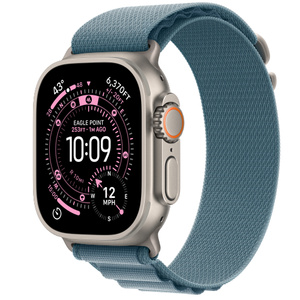 Apple Watch Ultra GPS Cellular, 49mm Natural Titanium Case with Light  Blue Alpine Loop Large