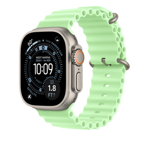 49mm Neon Green Ocean Band Extension - Natural Titanium Finish - Apple