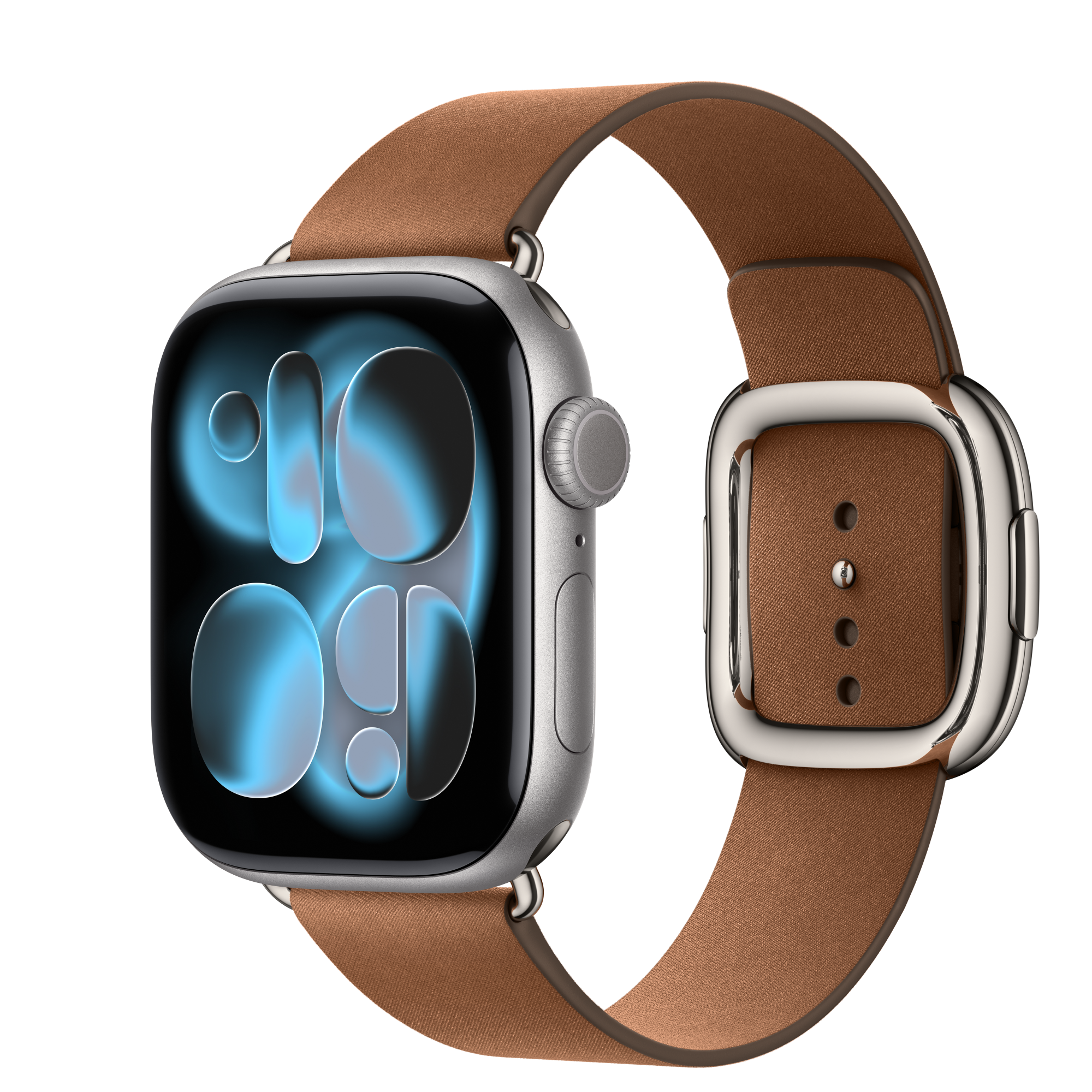 Apple Watch Series11 GPS, 42mm Space Gray Aluminum Case with Caramel Modern Buckle - Medium