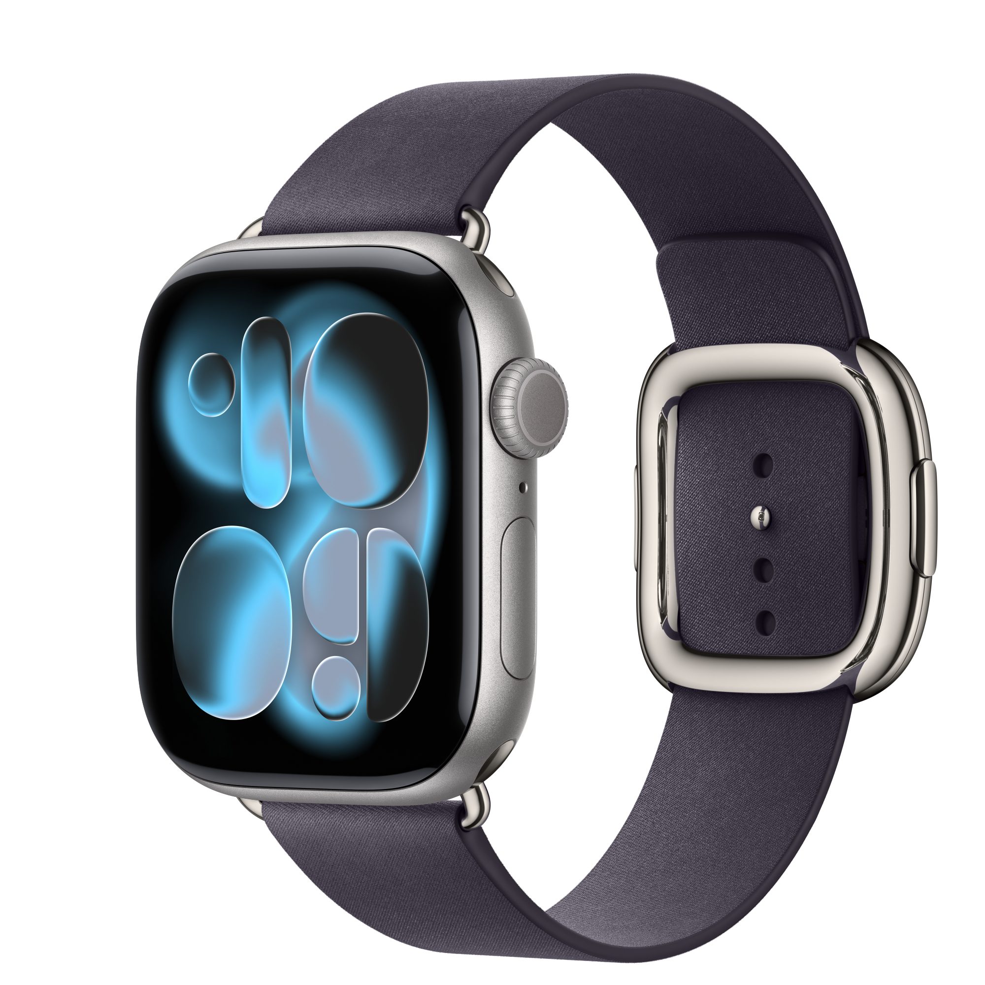 Apple Watch Series 11 GPS + Cellular, 42mm Space Gray Aluminum Case with Midnight Purple Modern Buckle - Large