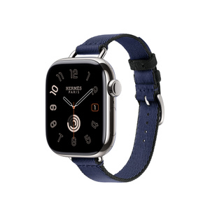 Apple Watch Hermès - 42mm Navy/Noir Twill Jump Attelage Single