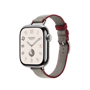 Apple Watch Hermès - 42mm Gris Meyer/Rouge Grenat Twill Jump