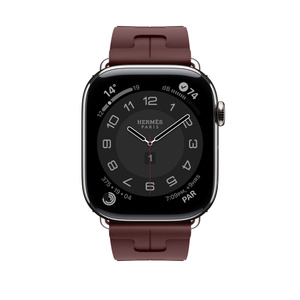 時計 Apple Watch Hermes 44mm Noir Single Tour Brand New Authentic Apple Watch Hermès - 44mm Noir Swift Leather