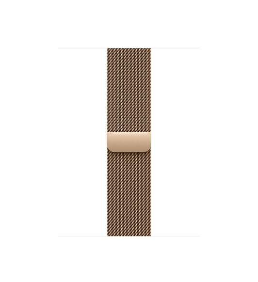Milanese Loop band, gold color, machine-woven steel mesh, overlapping magnetic closure
