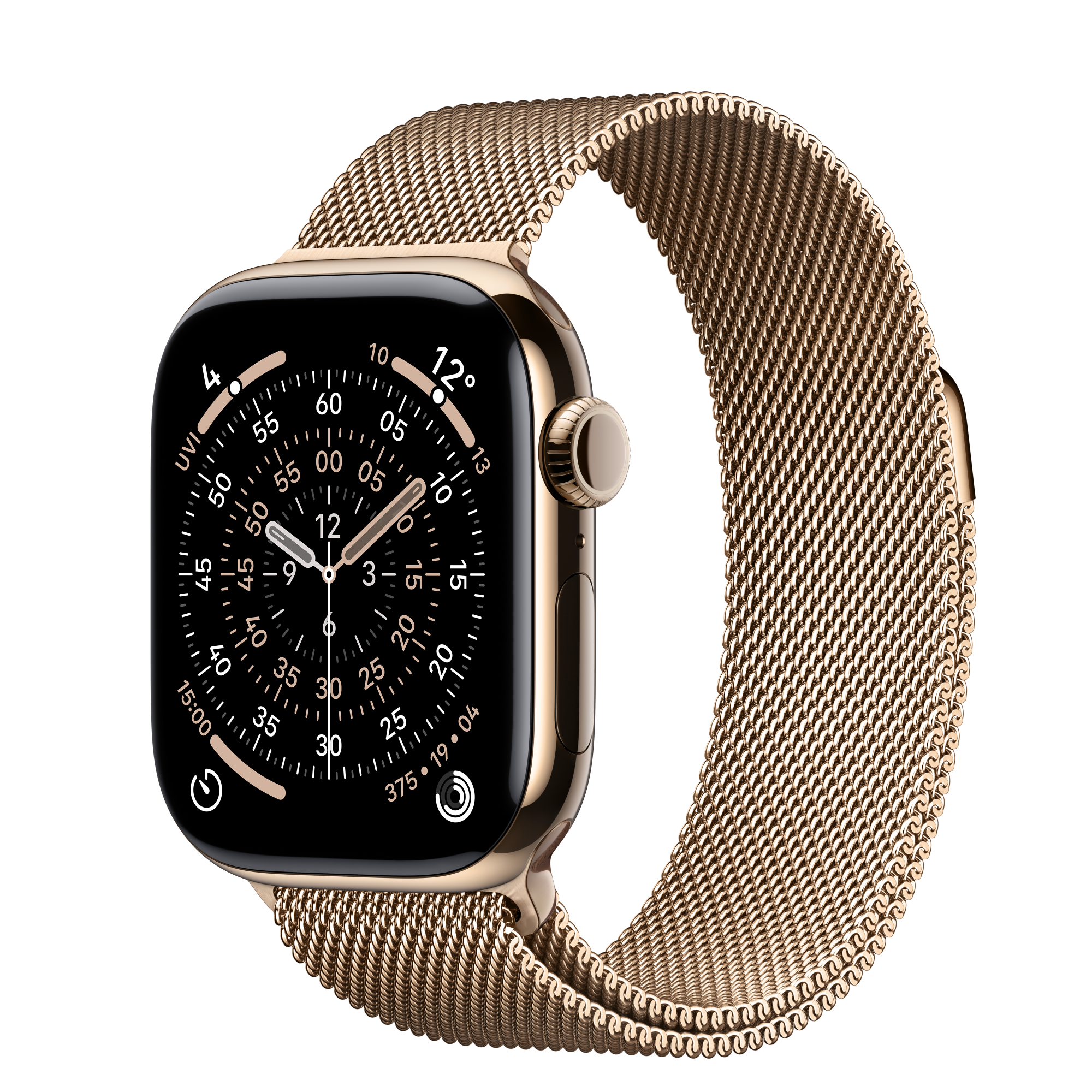 Apple Watch Series 11 GPS + Cellular, 42mm Gold Titanium Case with Gold Milanese Loop