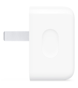 Dynamic Power Adapter, side exterior, finger grip indent, back pins folded out