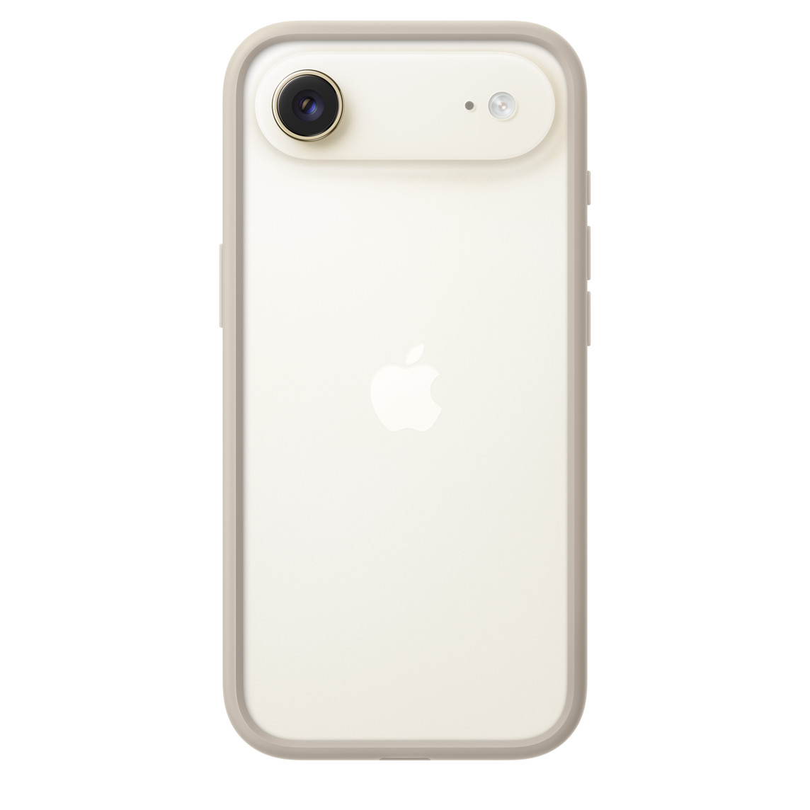 Silicone Bumper in tan color, attached to iPhone Air in Light Gold color, the case covers the perimeter with the back of the iPhone exposed