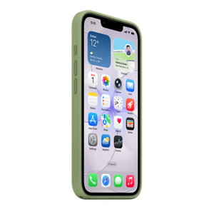iPhone 17e Silicone Case with MagSafe, case covers sides, top, and bottom, raised silicone Action button and volume buttons