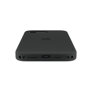 Siliconenhoesje met MagSafe voor iPhone 17e, onderzijde, gaten voor Crossbodykoord aan de linker- en rechterkant, speakergaten, uitsparing voor USB‑C-oplaadpoort