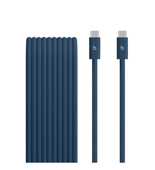 Cable trenzado de USB-C a USB-C de Beats (3 m) en Azul Índigo.