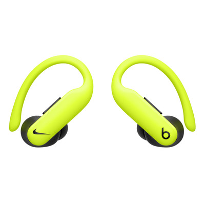 Powerbeats Pro 2 wireless earbuds in Black & Volt, with flexible secure-fit earhooks, on-ear buttons and tactile volume rockers.
