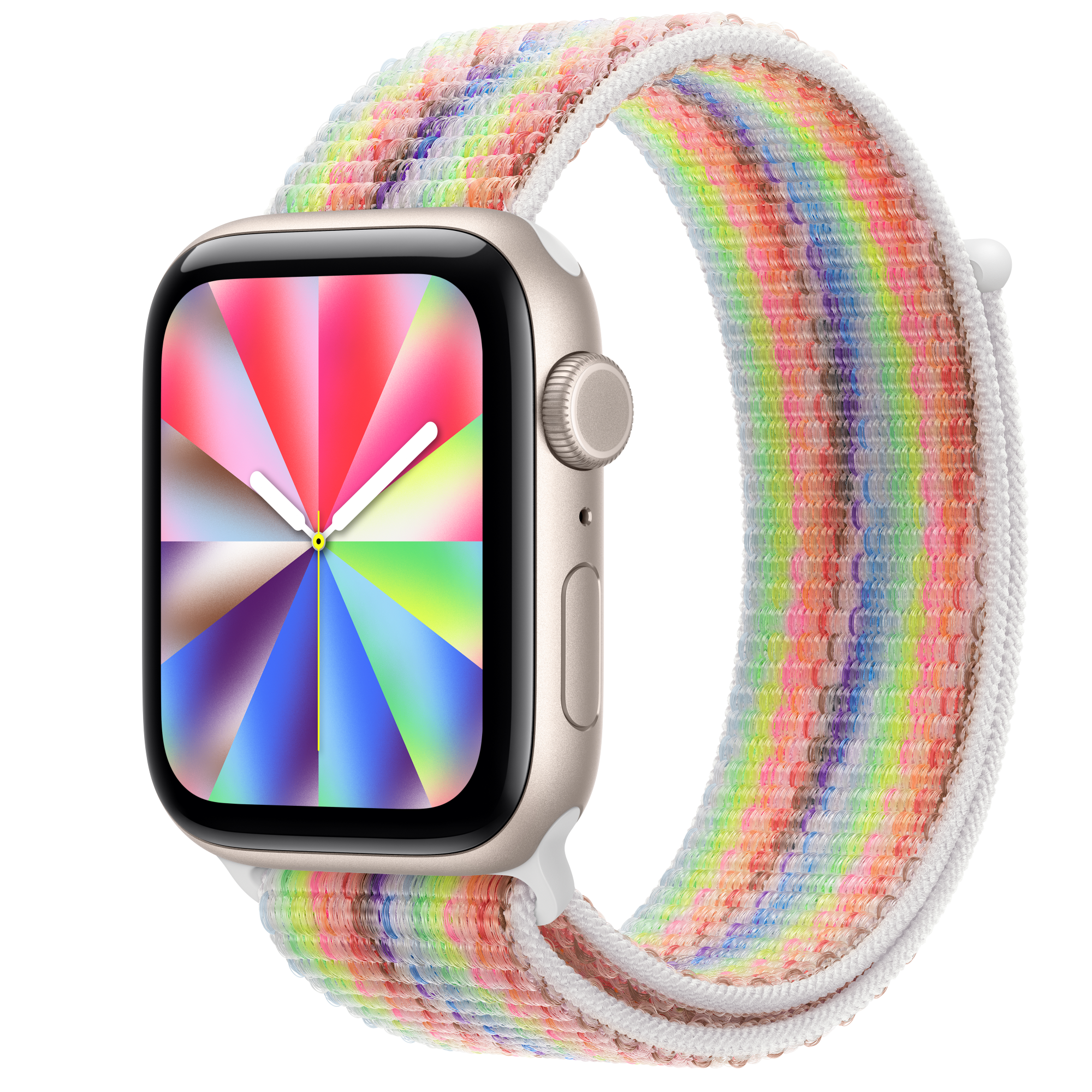 Apple Watch SE 3 GPS + Cellular, 44mm Starlight Aluminum Case with Pride Edition Sport Loop