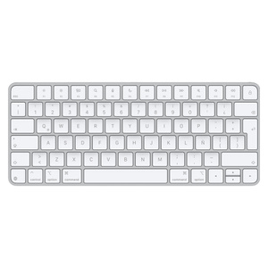 Magic Keyboard con teclas blancas, estructura de aluminio color plata, teclas de función de tamaño estándar y teclas de flecha arriba y abajo medianas