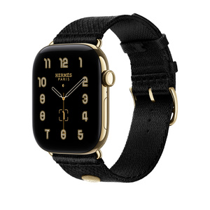 Apple Watch Hermès - 46mm Noir Satin Clou de Selle - Education - Apple