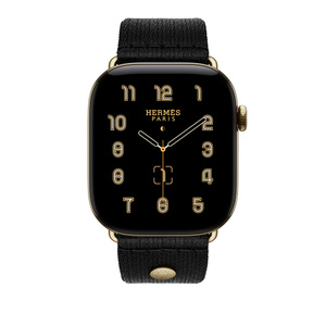 Apple Watch Hermès - 46mm Noir Satin Clou de Selle - Education - Apple
