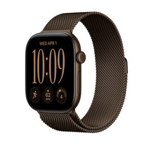 Milanese Loop band, dark bronze color, stainless-steel mesh material, overlapping magnetic closure