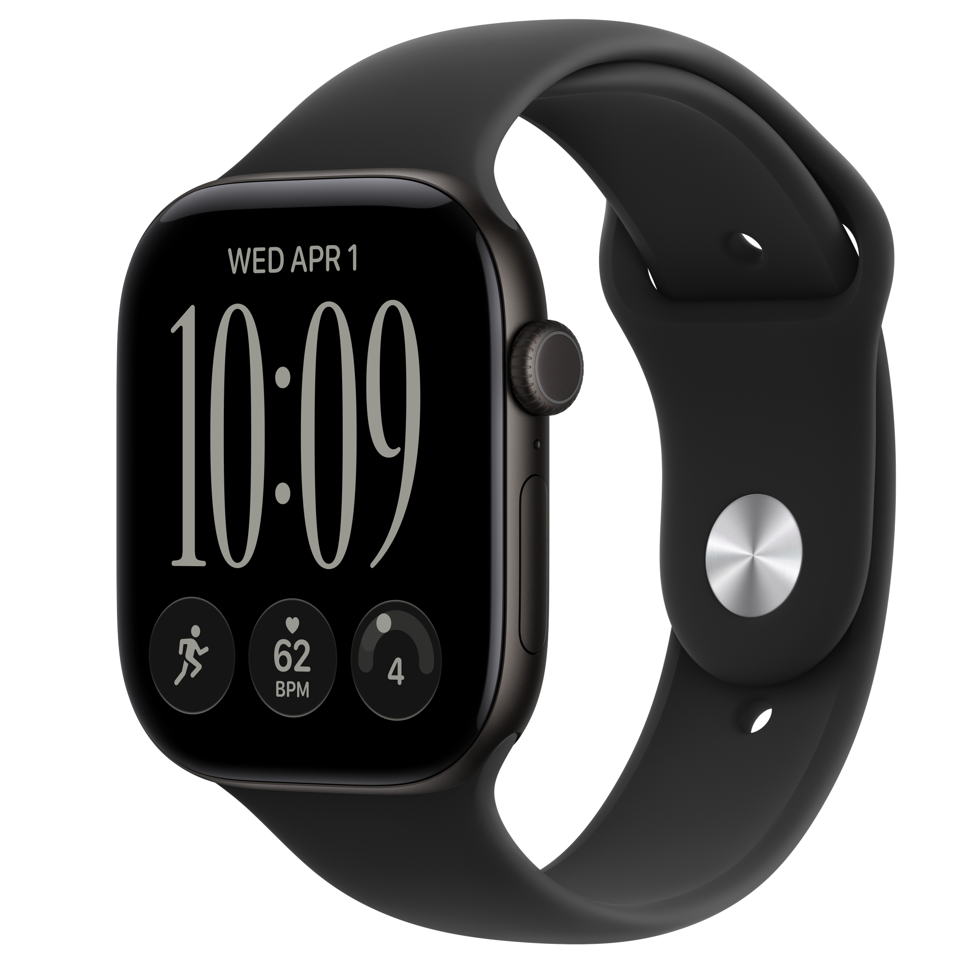 Apple Watch Series 12 GPS, 46mm Black Aluminum Case with Black Sport Band - M/L