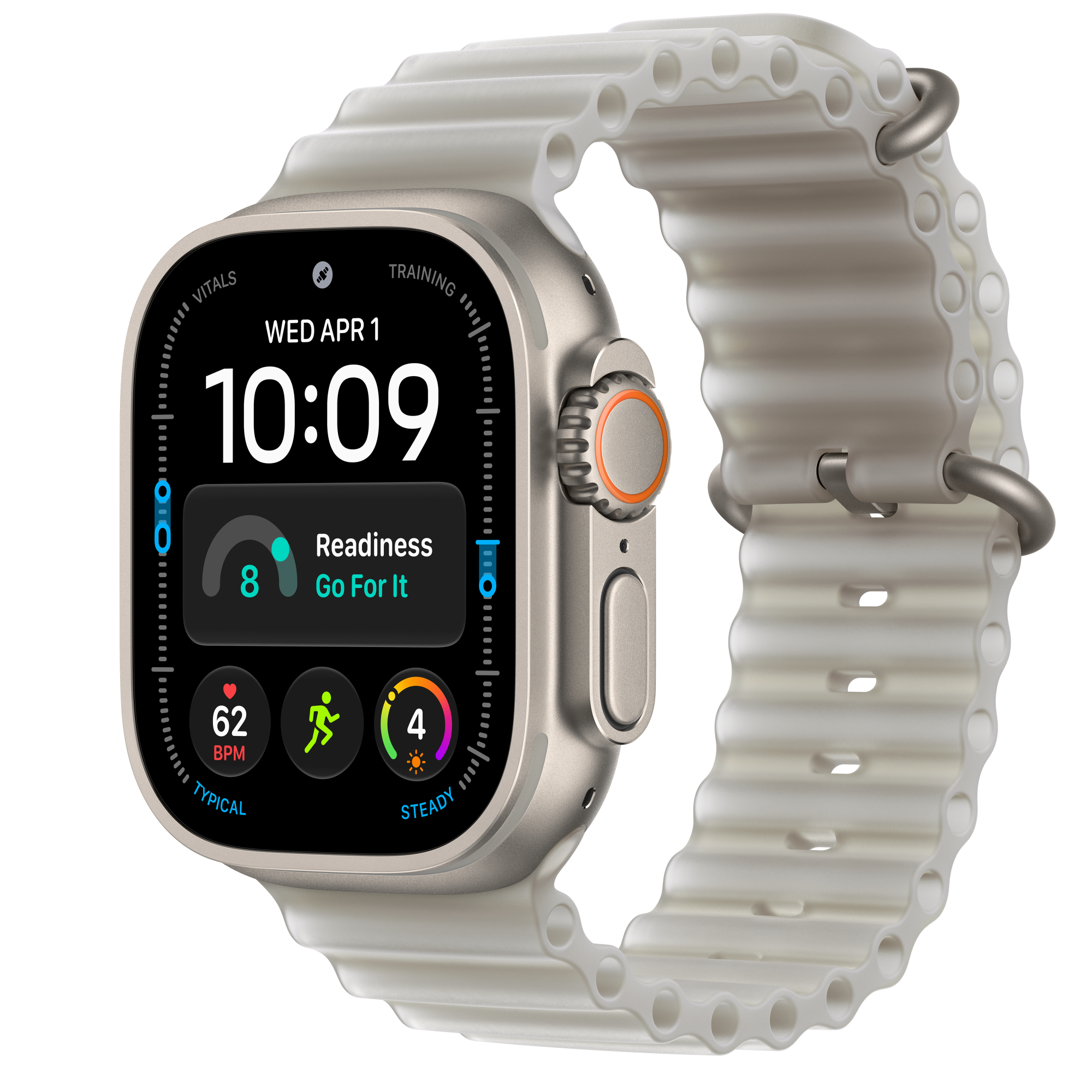 Apple Watch Ultra 4 GPS + Cellular, 49mm Natural Titanium Case with Translucent Gray Ocean Band