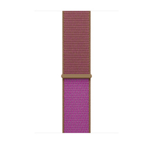 Bracelet sport à rabat, magenta (violet-rose vif avec bordures brun pâle), nylon tissé double couche, fermeture à rabat