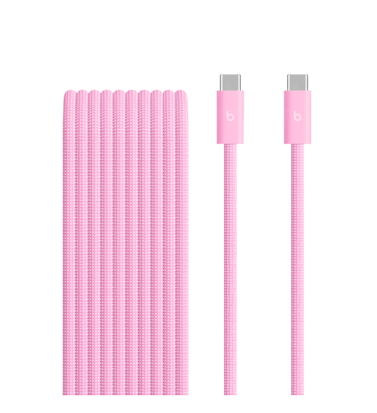 Beats vävd usb-c till usb-c-kabel (3 m) i stark rosa.