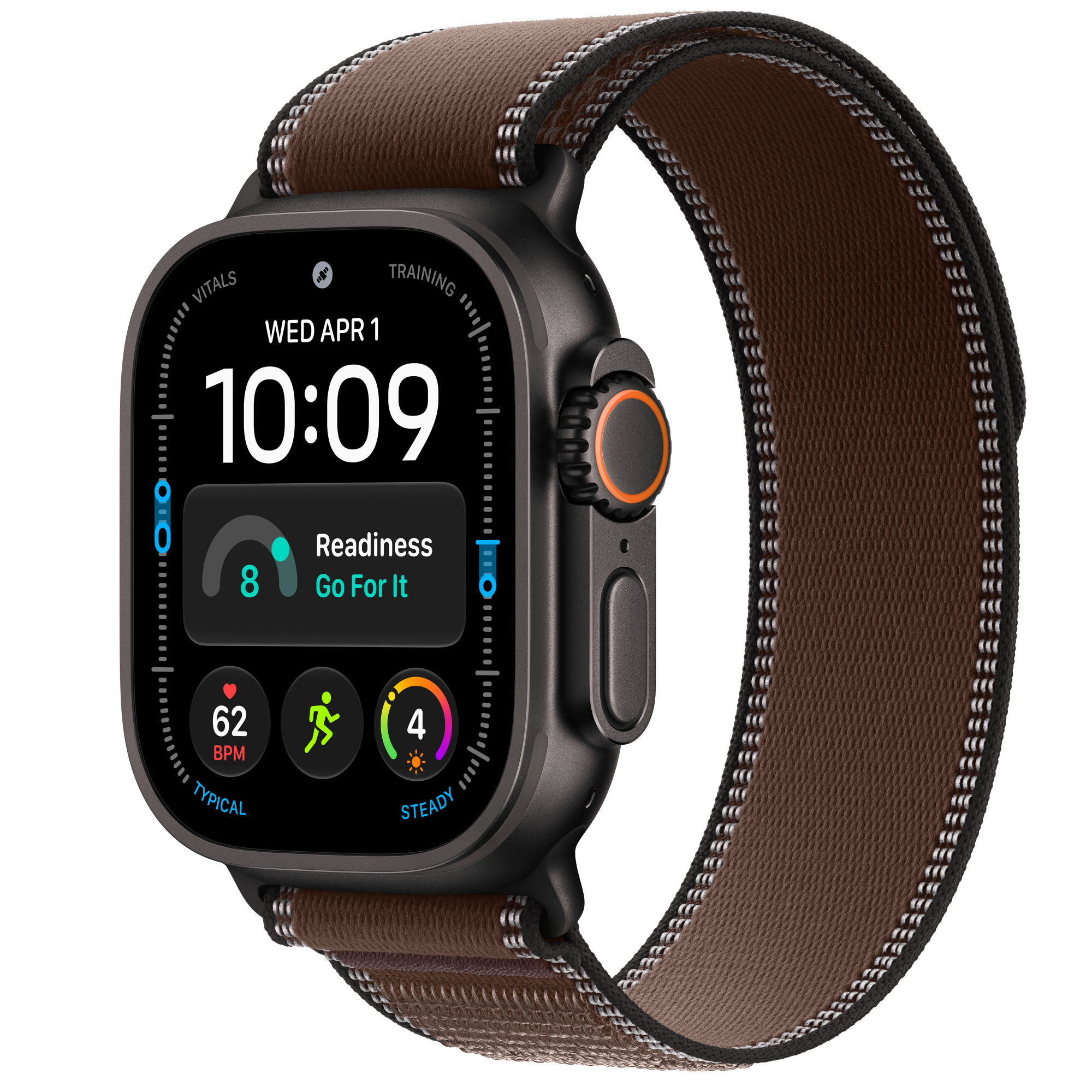Apple Watch Ultra 4 GPS + Cellular, 49mm Black Titanium Case with Dark Umber Trail Loop - M/L