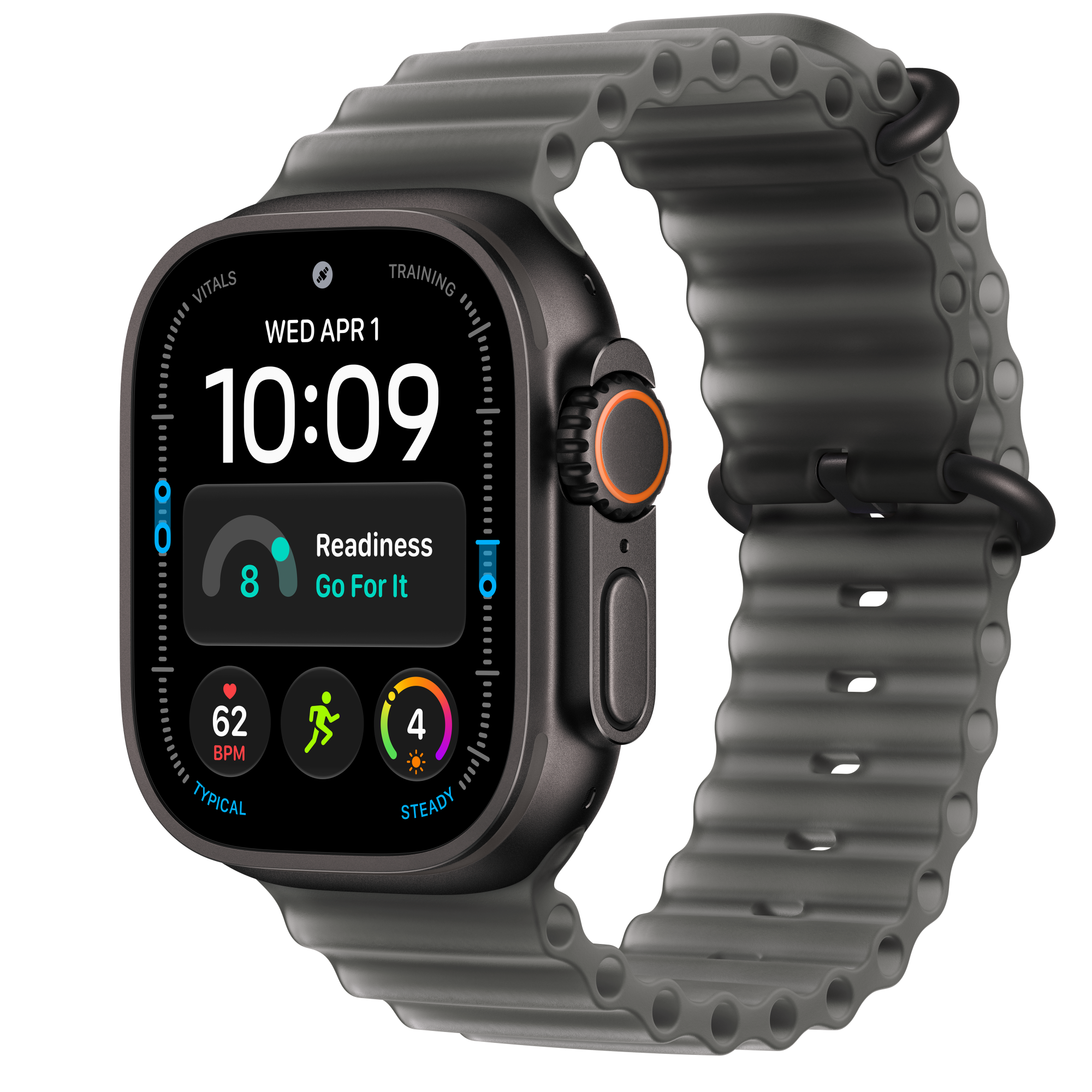 Apple Watch Ultra 4 GPS + Cellular, 49mm Black Titanium Case with Translucent Black Ocean Band