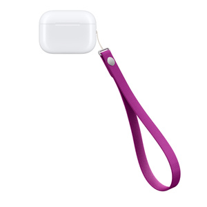 Wrist Strap, magenta colour (medium purplish-red), attached to AirPods Pro 3 case, connected at the right side