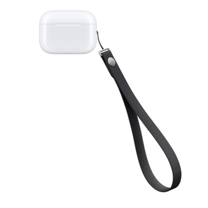 Wrist Strap, black colour, attached to AirPods Pro 3 case, connected at the right side
